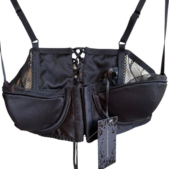 Kiki de Montparnasse Women's Muse Satin & Lace Corselette Bra Black 32A NWT - Picture 6 of 9
